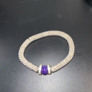 Avon 2015 inner balance bracelet silver tone purple & rhinestone accents w/box
